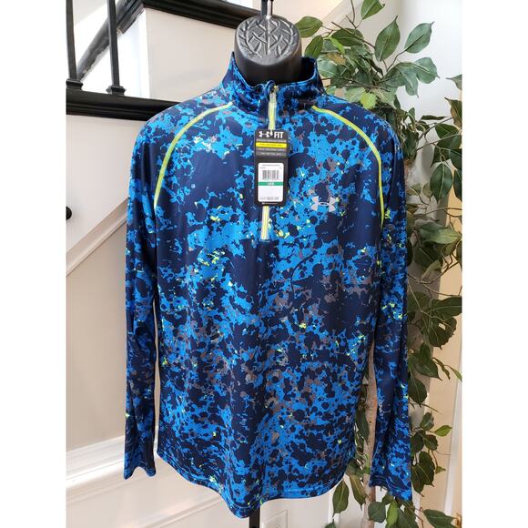 Under Armour Torm Launch 1/2 Zip Run Jacket Men's LG Blue Mock Neck Long Sleeve - Picture 1 of 13